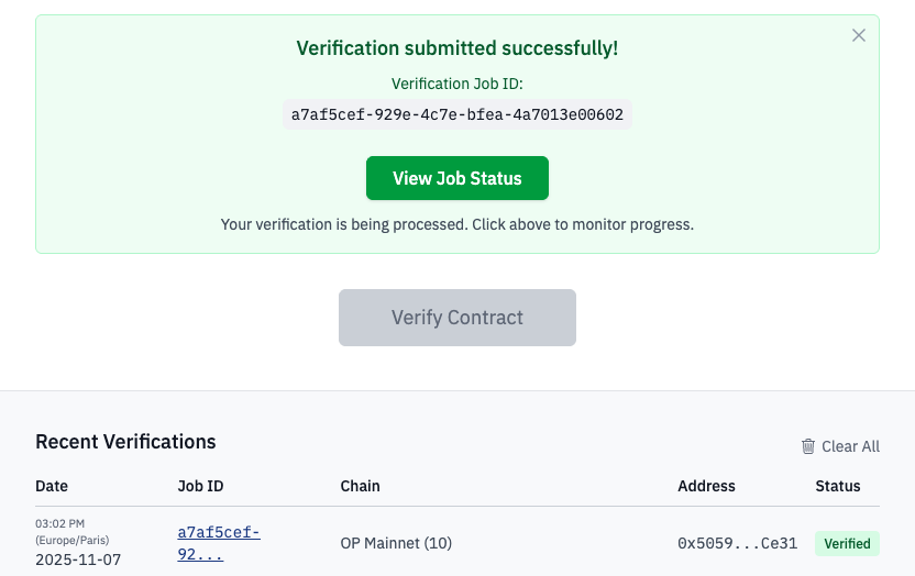 Verification submitted